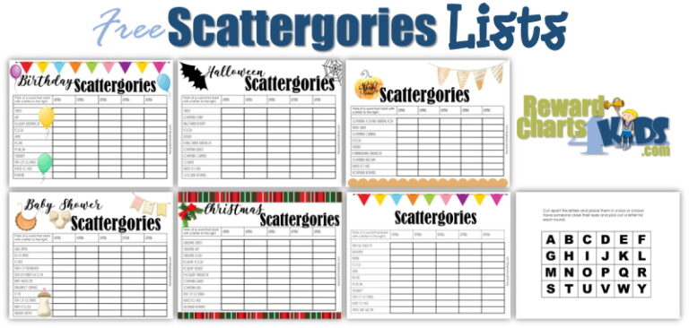 FREE Printable Scattergories Lists | Instant Download