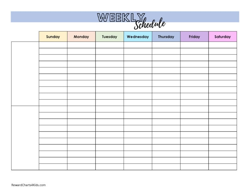 Weekly schedule for 2 people