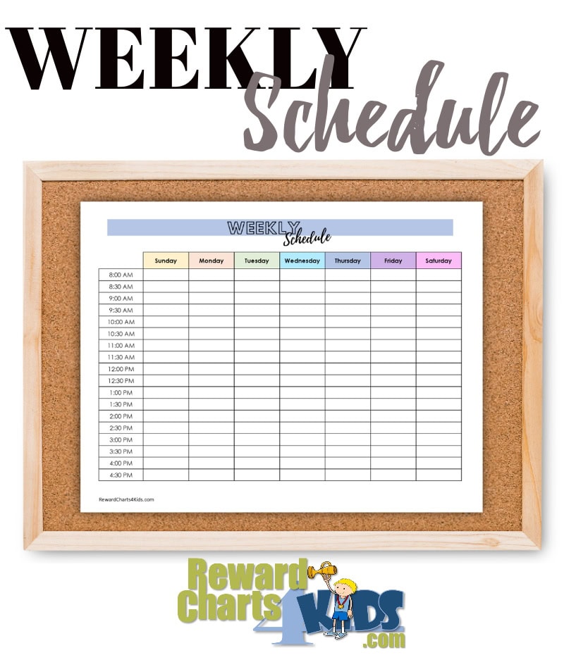 picture of a weekly schedule on a noticeboard
