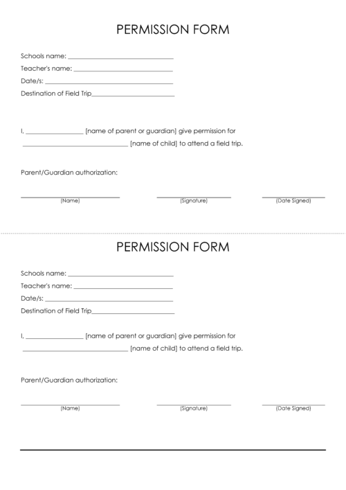 permission slip template for field trip