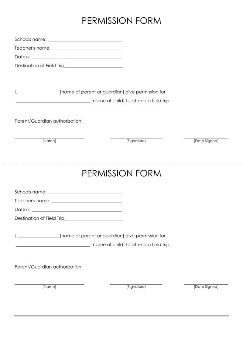 FREE Editable Permission Slip Template Instant Download