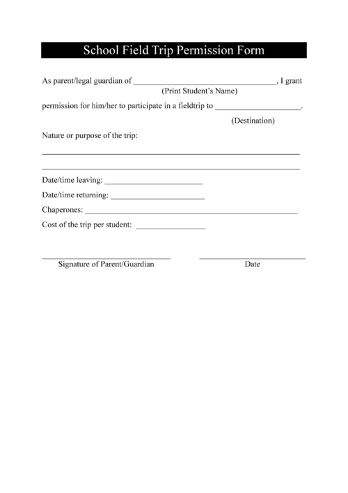 field trip permission slip