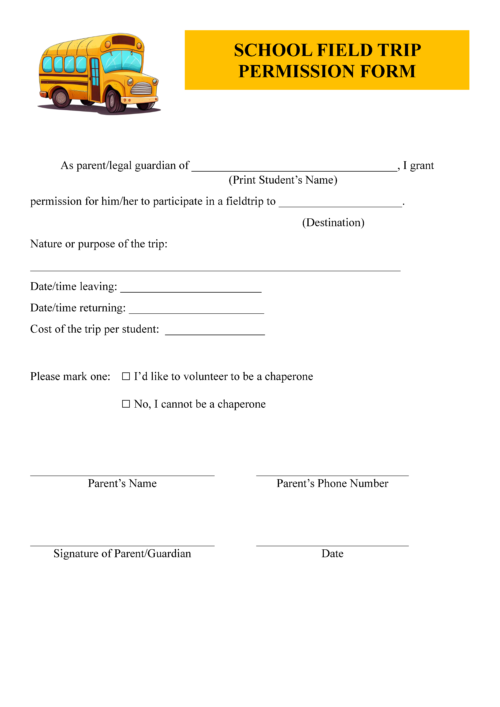 field trip permission slip template