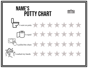 BW Potty Chart with icons and a phtoo