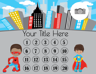 Superhero chart with 20 steps with a photo