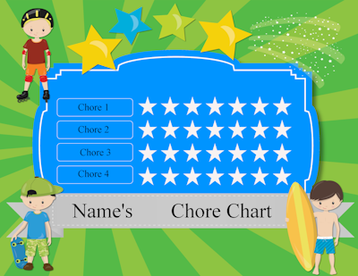 cute chore chart with three boys