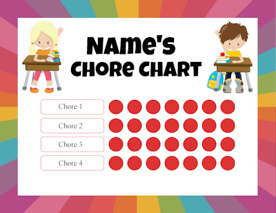 school theme chart with a chore list