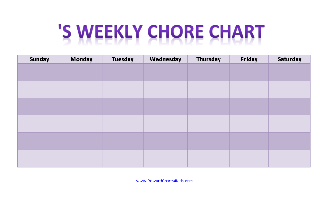 Printable chore chart