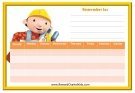 Bob the Builder Behaviour Chart