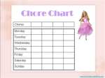 chore chart free printable blank Barbie Chores Chart