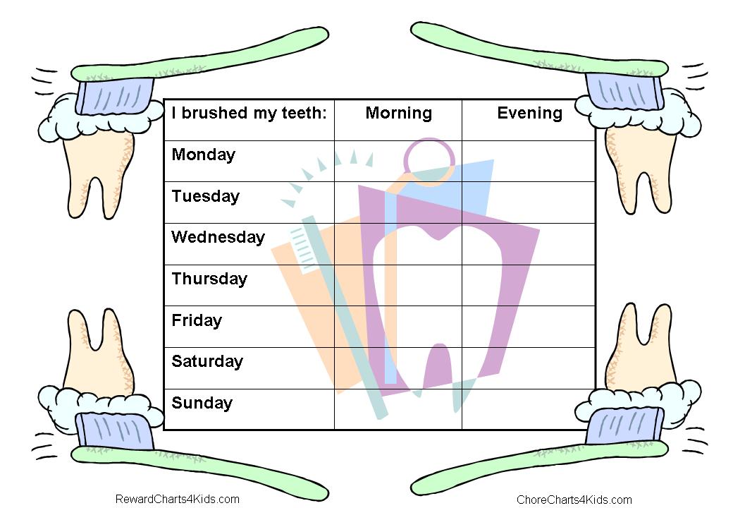 Brushing Teeth Reward Chart Printable