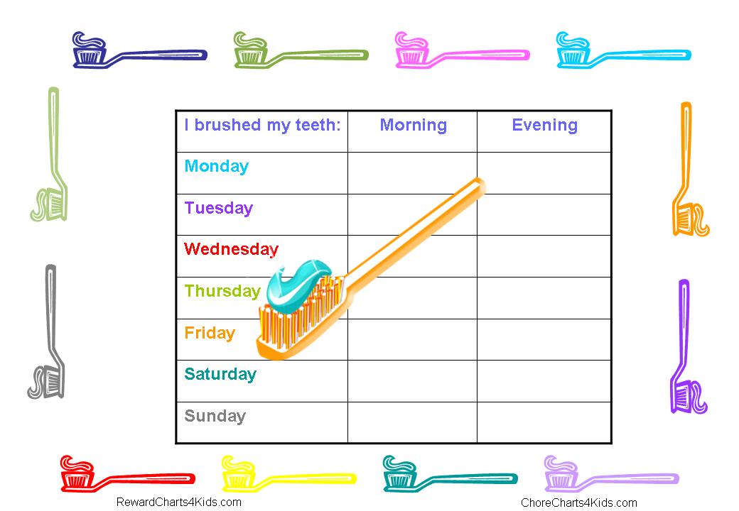 Tooth Brushing Chart For Preschoolers
