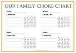 Printable Family Chore Chart for 4 people